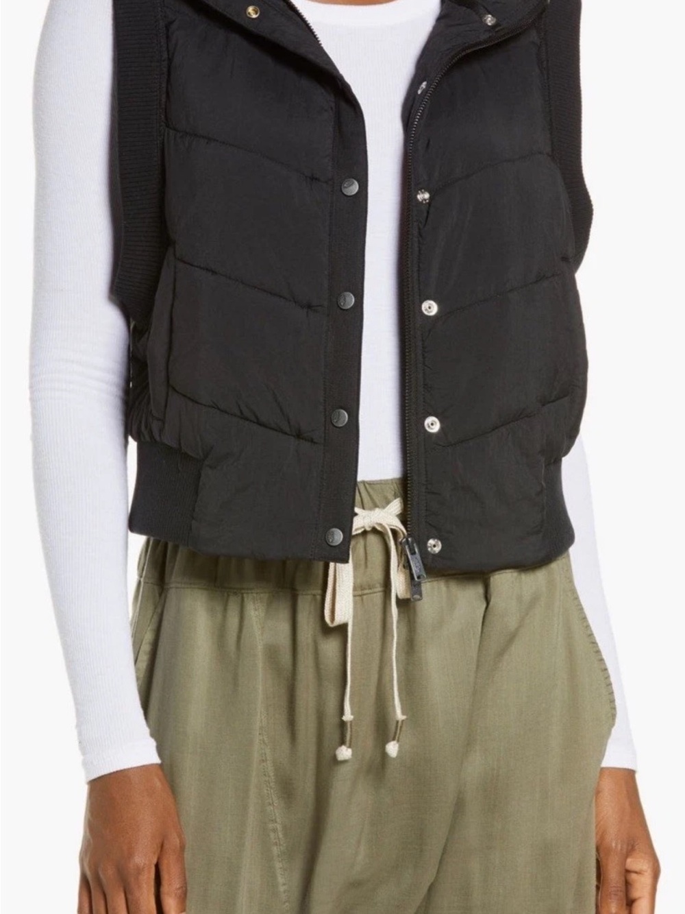 FP Movement by Free People Black Cropped Quilted Puffer Vest